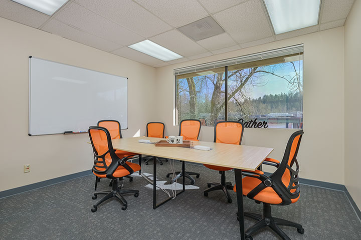 Meeting room for rent at Biz Cube Gladstone OR, available for business use with views of Clackamas river